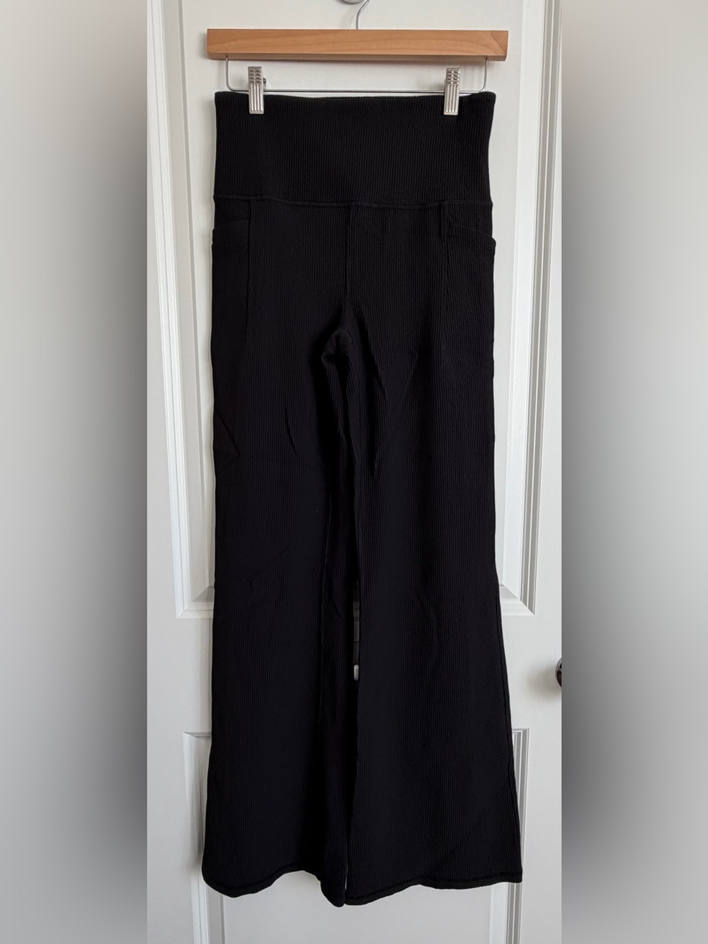 Athleta Black Ribbed High-Rise Flare Elation Pant